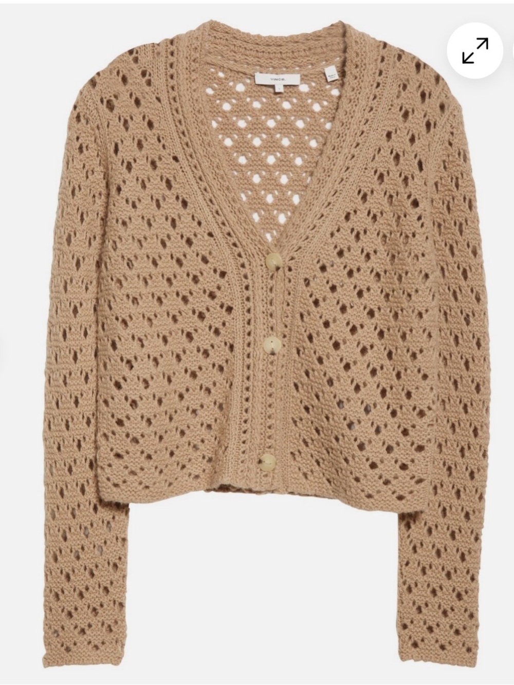 Vince Wool & Cashmere Crochet Cardigan in the shade Amber Light, Size M - Picture 3 of 13